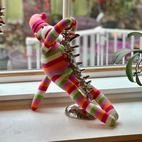 Striped Sock Monkey with Velcro Hands and Feet - SCM Designs - Picture 5 of 6